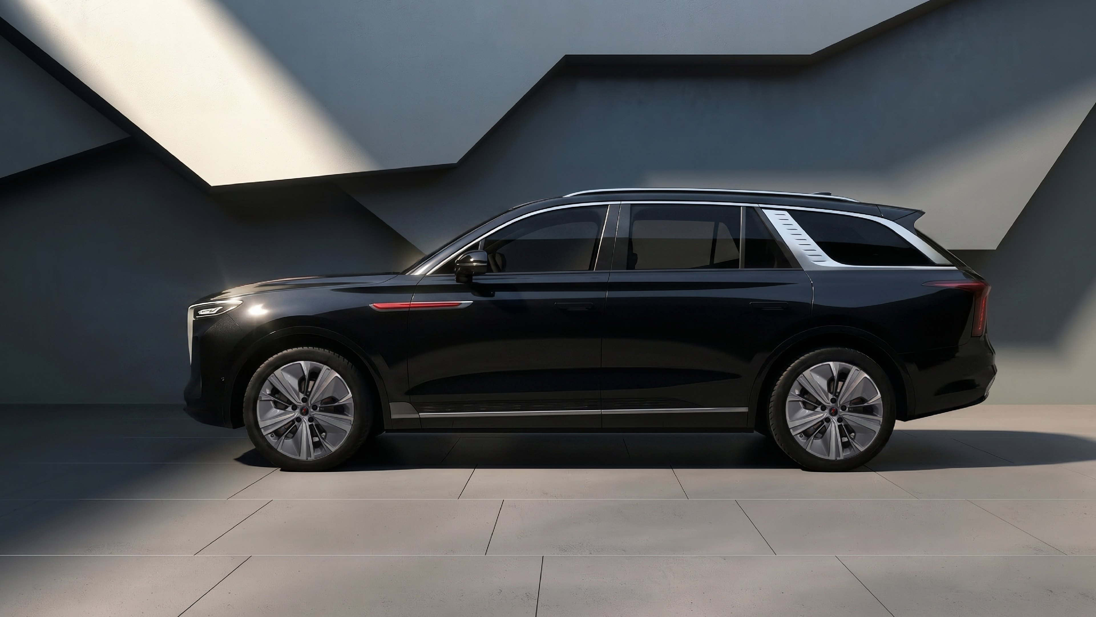 HongQi E-HS9 — Side profile in studio
